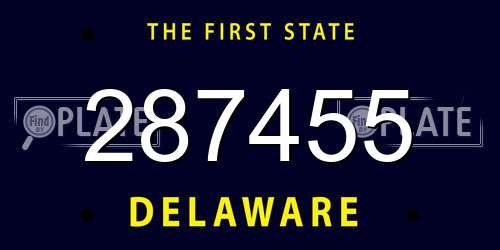 287455 Delaware License Plate