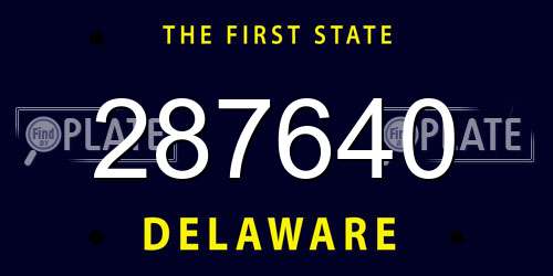 287640 Delaware License Plate