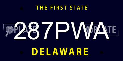 287PWA Delaware License Plate