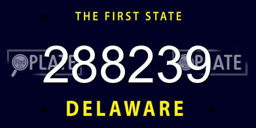 288239 Delaware License Plate