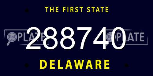 288740 Delaware License Plate