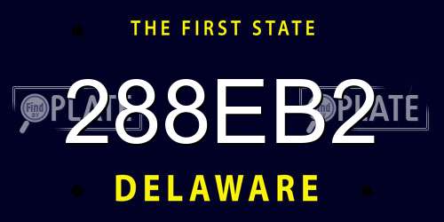 288EB2 Delaware License Plate