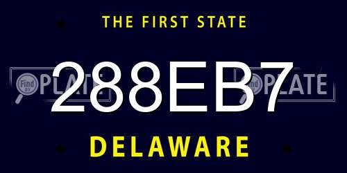 288EB7 Delaware License Plate