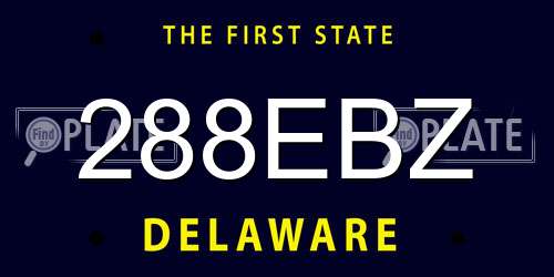 288EBZ Delaware License Plate