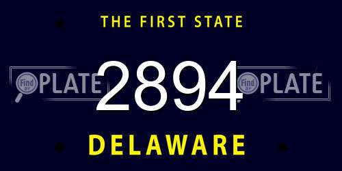 2894 Delaware License Plate