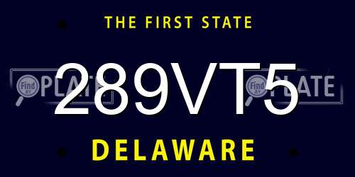 289VT5 Delaware License Plate