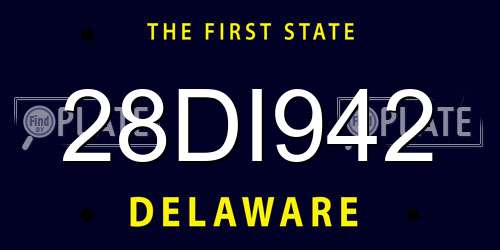 28DI942 Delaware License Plate