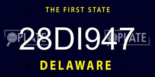 28DI947 Delaware License Plate
