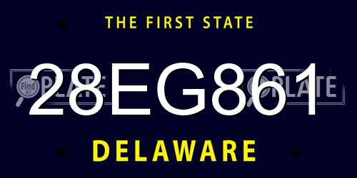 28EG861 Delaware License Plate