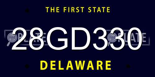 28GD330 Delaware License Plate