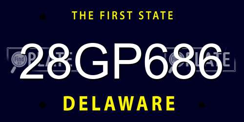 28GP686 Delaware License Plate