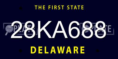 28KA688 Delaware License Plate