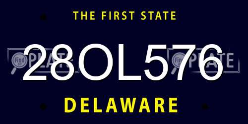 28OL576 Delaware License Plate