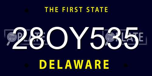 28OY535 Delaware License Plate