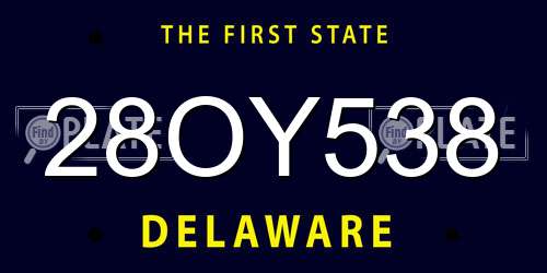 28OY538 Delaware License Plate