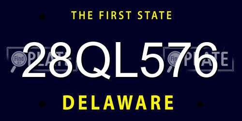 28QL576 Delaware License Plate