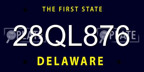 28QL876 Delaware License Plate