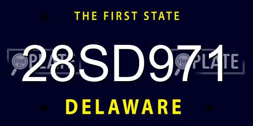 28SD971 Delaware License Plate