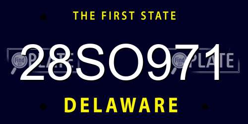 28SO971 Delaware License Plate