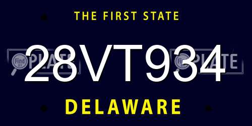 28VT934 Delaware License Plate