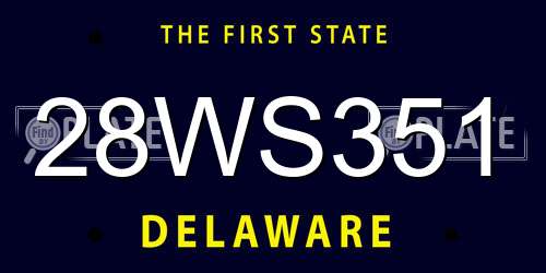 28WS351 Delaware License Plate