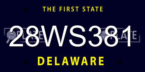 28WS381 Delaware License Plate