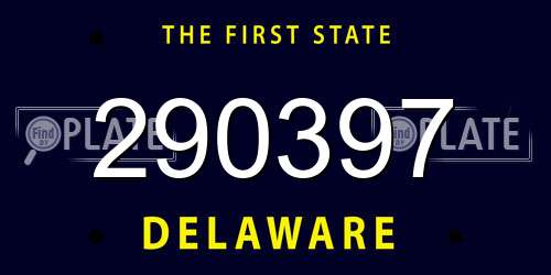 290397 Delaware License Plate