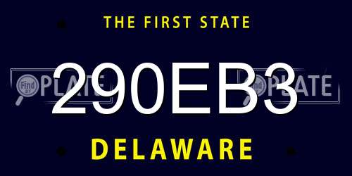 290EB3 Delaware License Plate