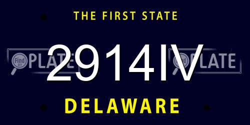 2914IV Delaware License Plate