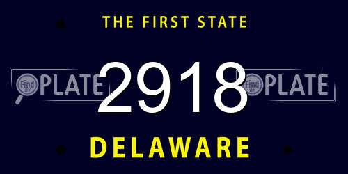 2918 Delaware License Plate