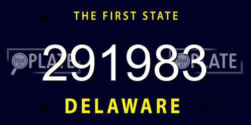 291983 Delaware License Plate