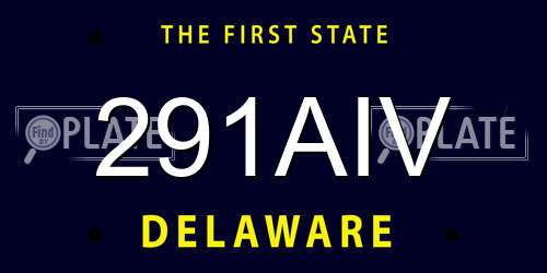 291AIV Delaware License Plate