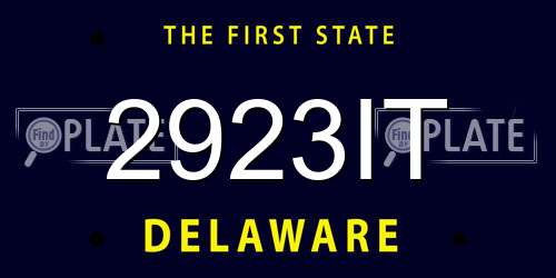 2923IT Delaware License Plate