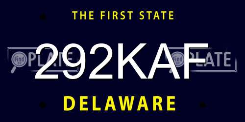 292KAF Delaware License Plate