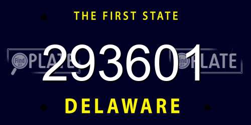 293601 Delaware License Plate