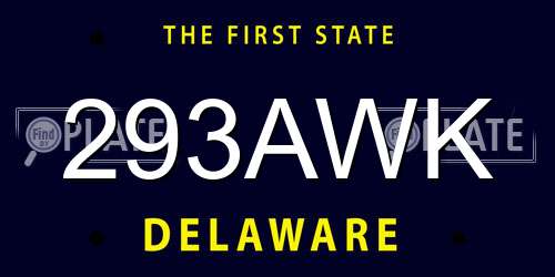 293AWK Delaware License Plate