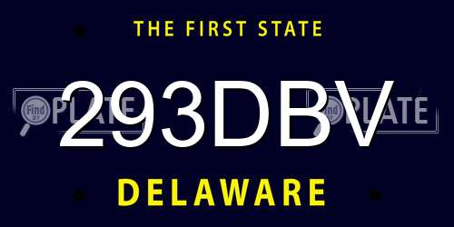 293DBV Delaware License Plate