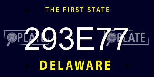 293E77 Delaware License Plate
