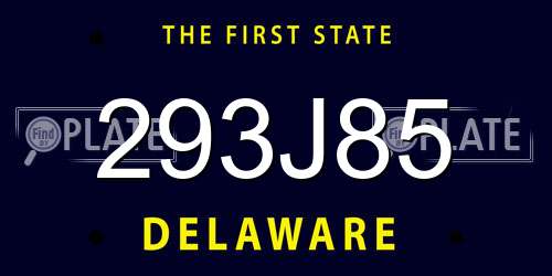 293J85 Delaware License Plate