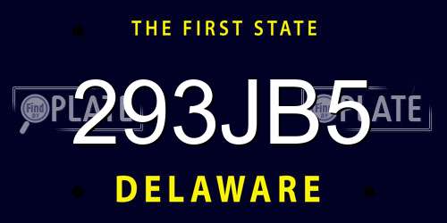 293JB5 Delaware License Plate