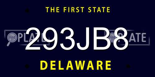 293JB8 Delaware License Plate