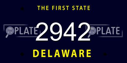 2942 Delaware License Plate