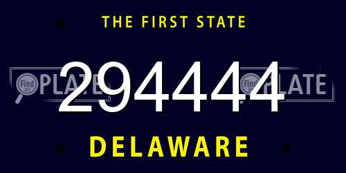 294444 Delaware License Plate