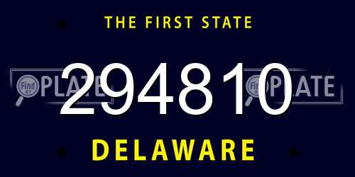 294810 Delaware License Plate