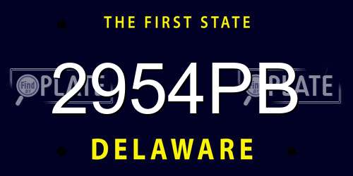 2954PB Delaware License Plate