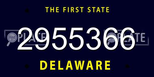 2955366 Delaware License Plate
