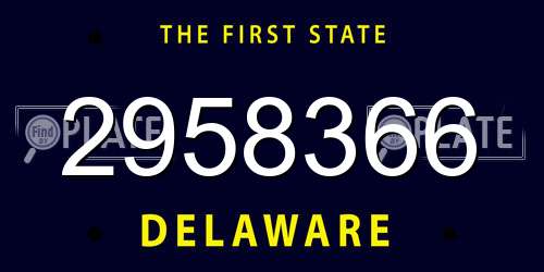 2958366 Delaware License Plate