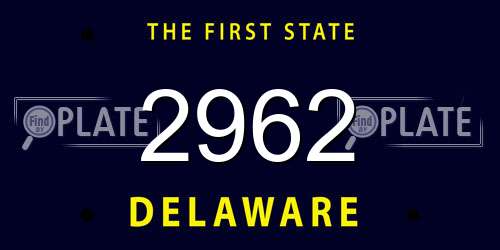 2962 Delaware License Plate