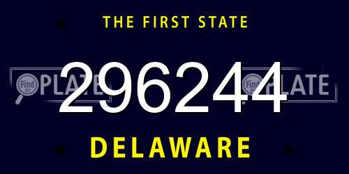 296244 Delaware License Plate