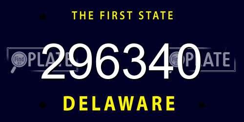 296340 Delaware License Plate